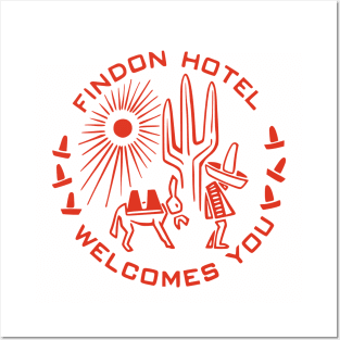 Vintage Travel Matchbook Findon Hotel Welcomes You Vintage Matchbook TexMex Arizona New Mexico Retro Southwest Burro Cactus Sombrero Posters and Art